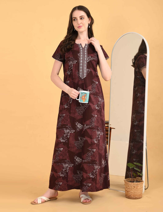Womens Hosiery A-Line Nightdress - Coffee