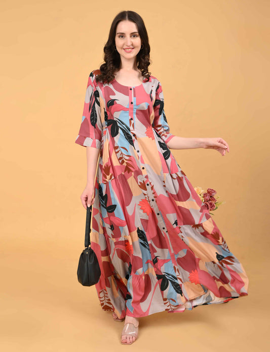 Womens Carrot-Colored Premium Flare Gown