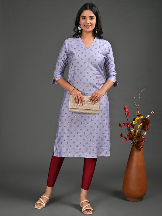 Womens Lavender-Colored Straight Kurta