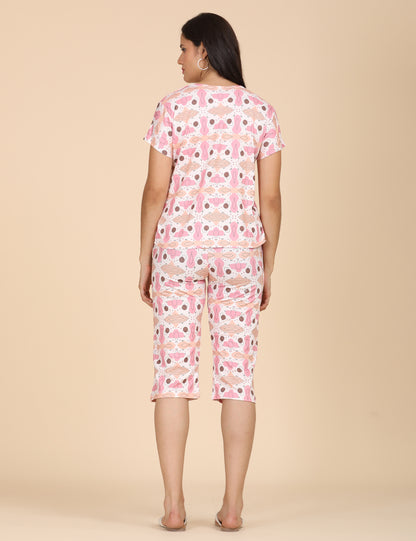 Womens Printed Travel Wear - Pink