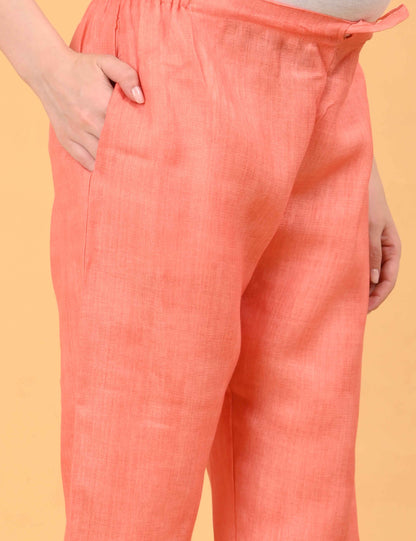 Womens Maternity Kurti Pant Set - Peach