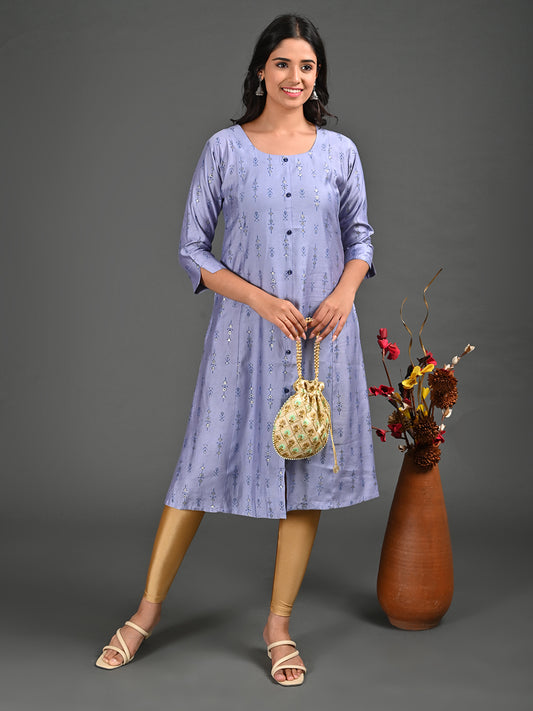 Womens Lavender-Colored A-Line Kurta