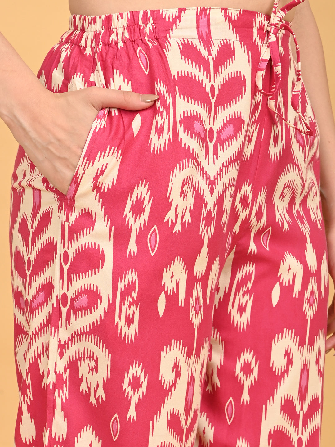 Fuchsia-Colored Printed Co-Ord Set