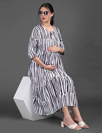 White-Colored Maternity 3/4th Gown