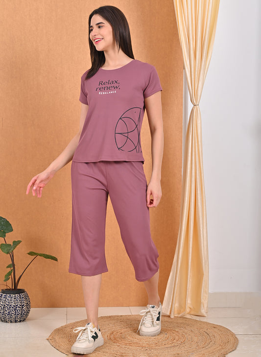 Womens Printed Travel Wear - Maroon