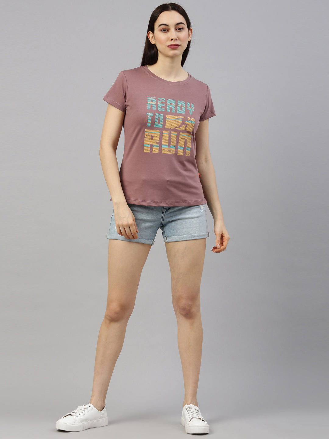 Womens Brown Lycra Fashion Tees