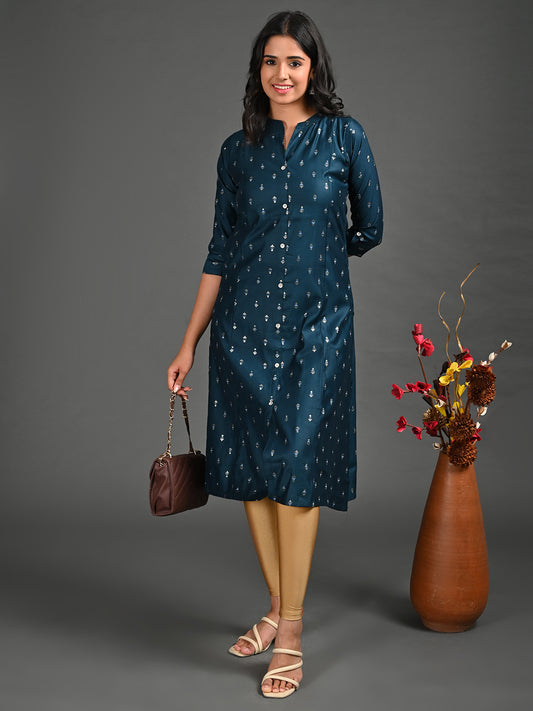 Womens B.Green-Colored A-Line Kurta