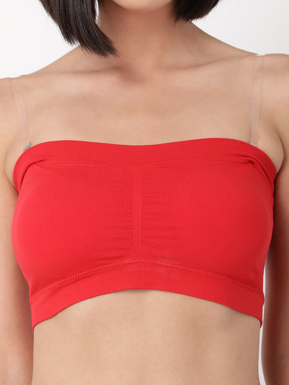 Womens Padded Tube Top - Red