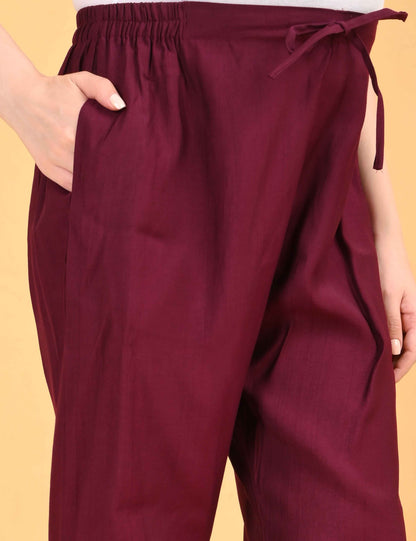 Womens Maternity Kurti Pant Set - Maroon