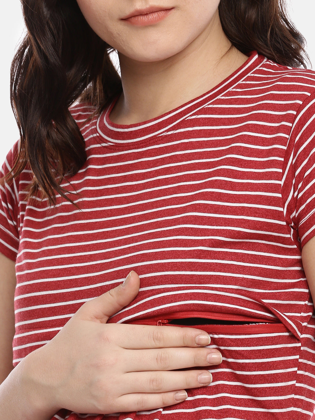 Womens Striped Maternity Tees - Red