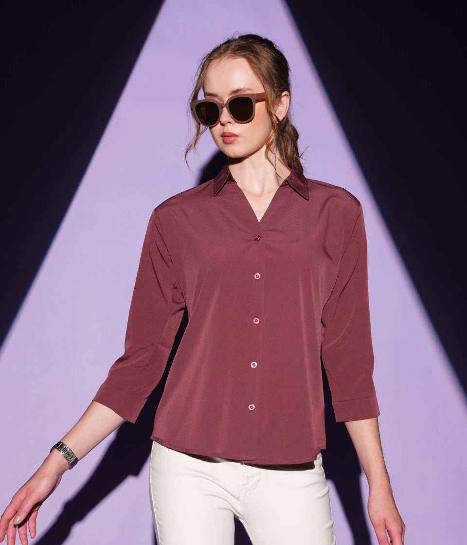 Brown-Colored Solid Formez Shirt