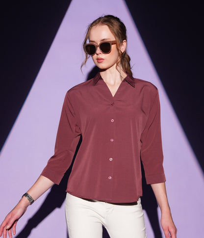 Brown-Colored Solid Formez Shirt