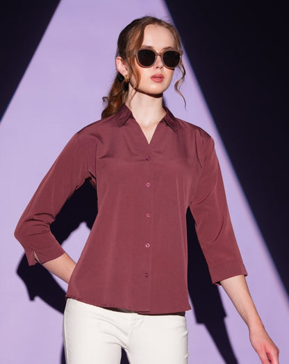 Brown-Colored Solid Formez Shirt