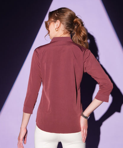 Brown-Colored Solid Formez Shirt