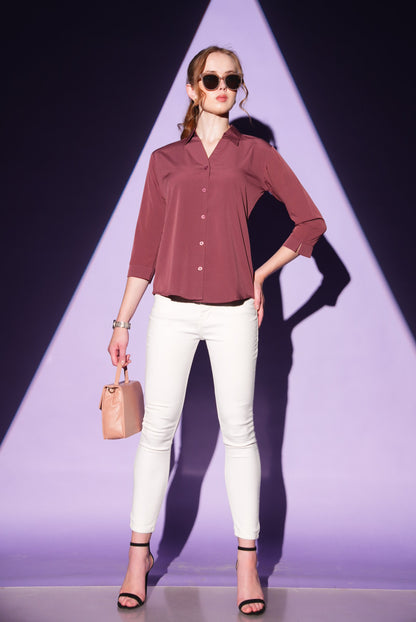 Brown-Colored Solid Formez Shirt