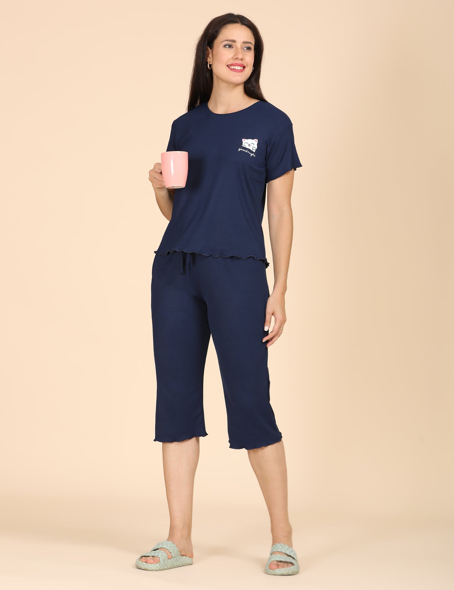 Womens Printed Travel Wear - Navy Blue