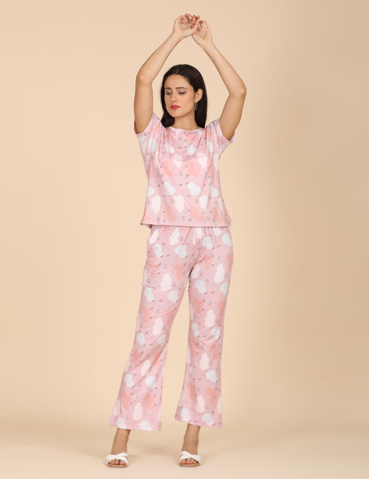 Womens Printed Travel Wear - Pink