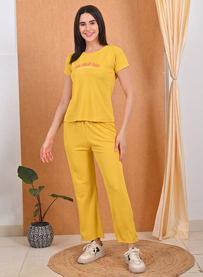 Womens Printed Travel Wear - Mustard