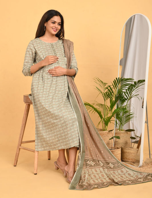 Womens Maternity SKD Set - Olive