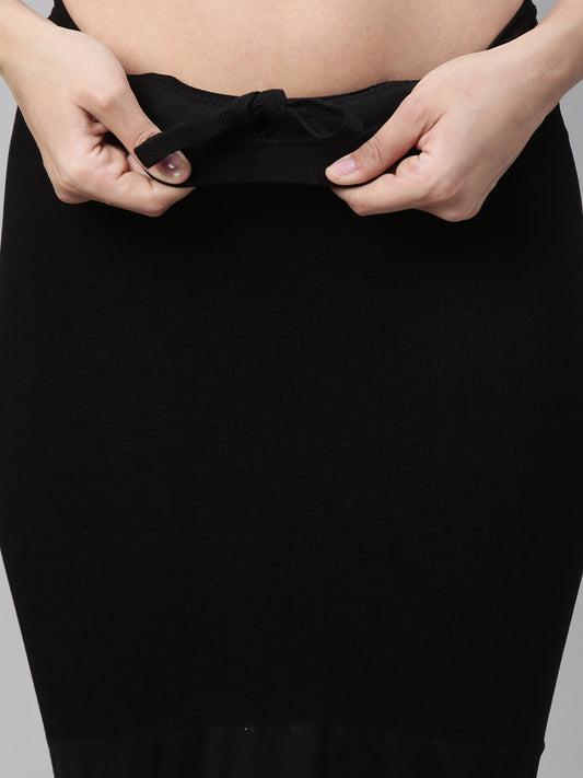 Lycra Black Drawstring and Elastic Saree Shapewear Pack of 1