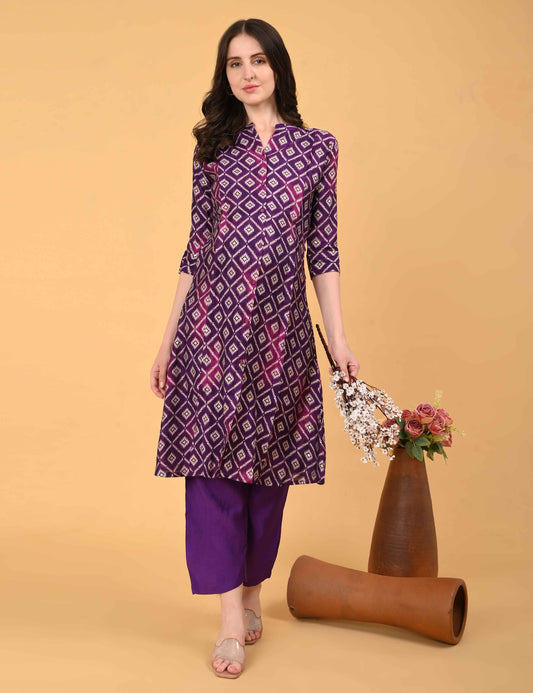 Womens Maternity Kurti Pant Set - Purple