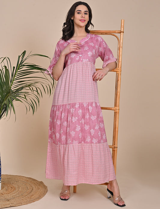 Womens Flare Gown - Pink