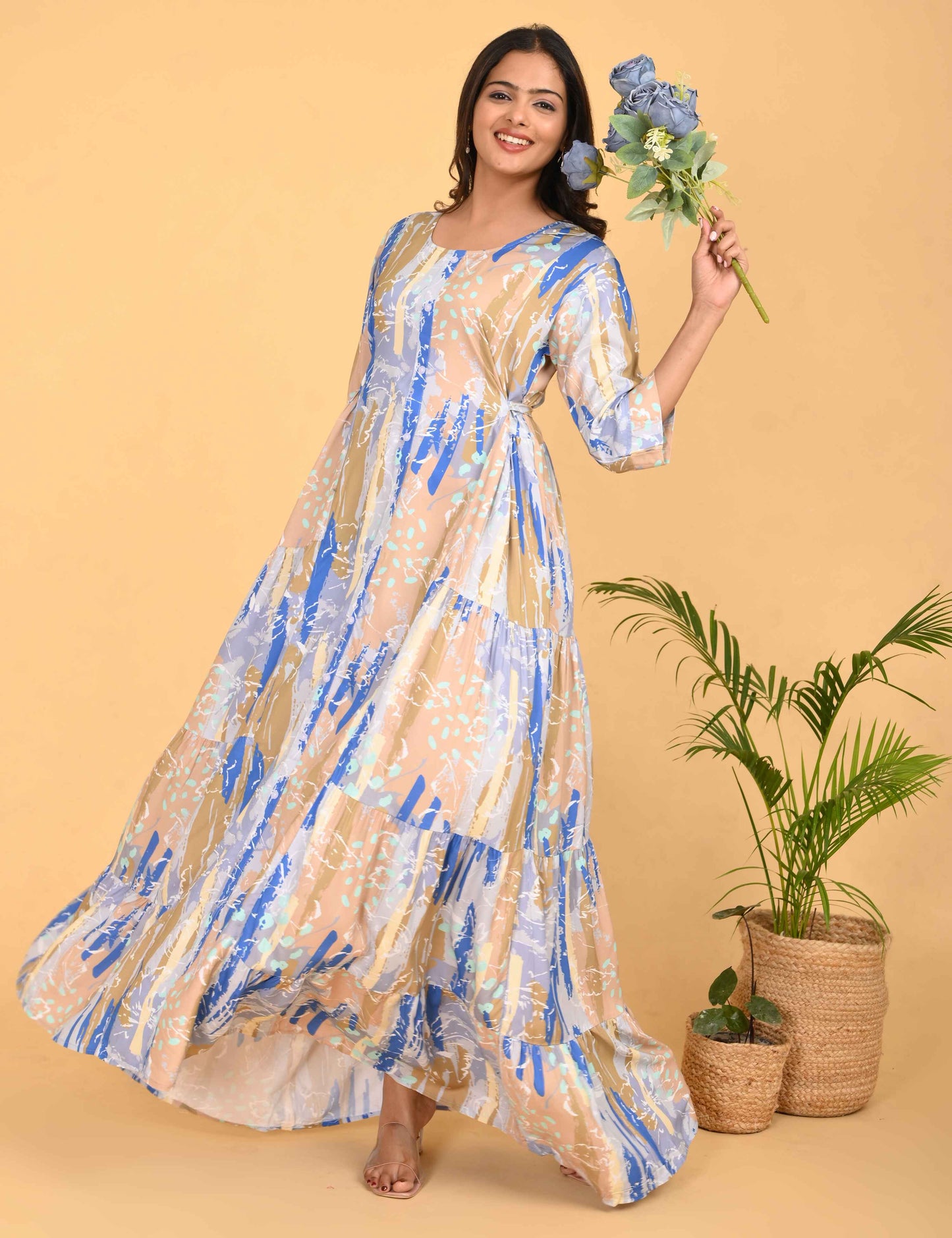 Womens Skin-Colored Premium Flare Gown
