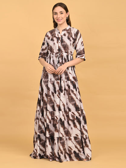 Coffee-Colored Premium Flare Gown