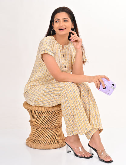 Womens Printed Co Ord Set - Yellow