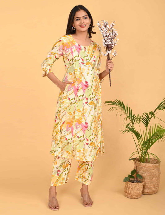 Womens Maternity Kurti Pant Set - Lemon