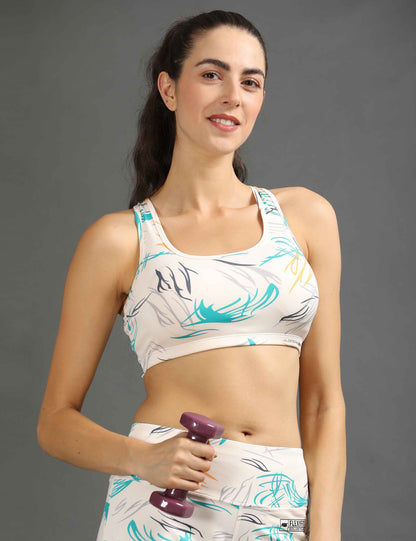 Womens Sports Bra with Removable Pads - Cream