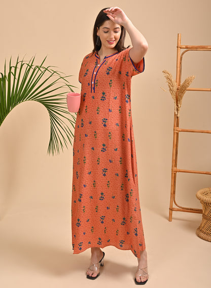 Orange-Colored Alpine A Line Nightdress