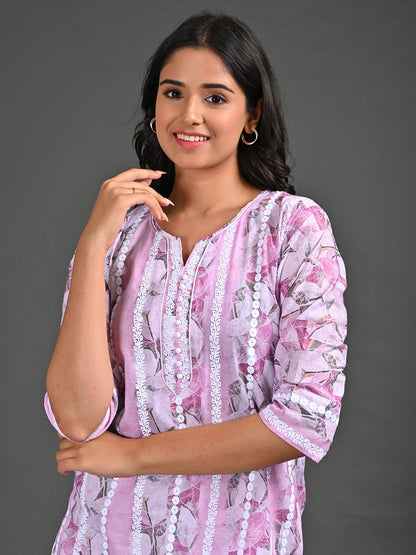 Womens Pink-Colored Straight Kurta