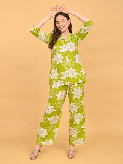 Mehandi-Colored Printed Co-Ord Set