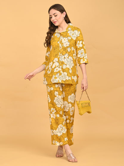 Mustard-Colored Printed Co-Ord Set