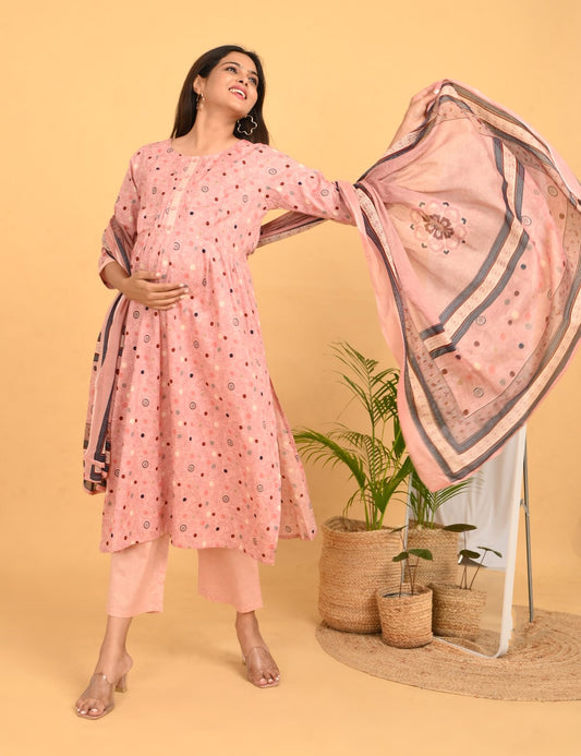 Womens Maternity SKD Set - Peach