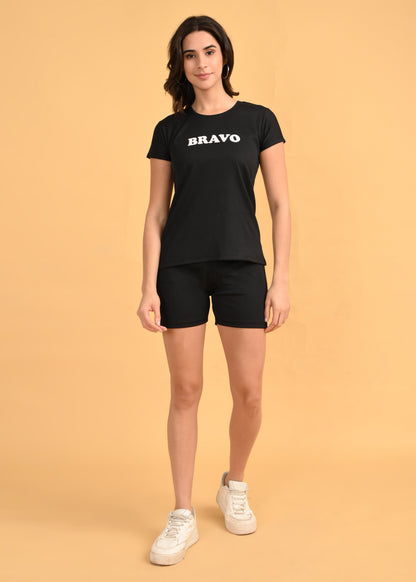 Womens Printed Travel Wear - Black