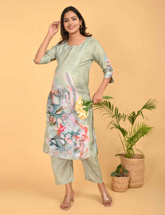 Womens Maternity Kurti Pant Set - Grey