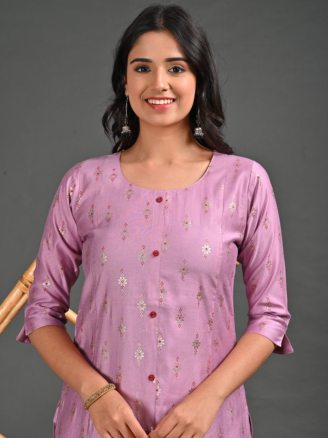 Womens Pink-Colored A-Line Kurta