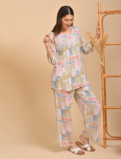 Womens Printed Co Ord Set - Multi