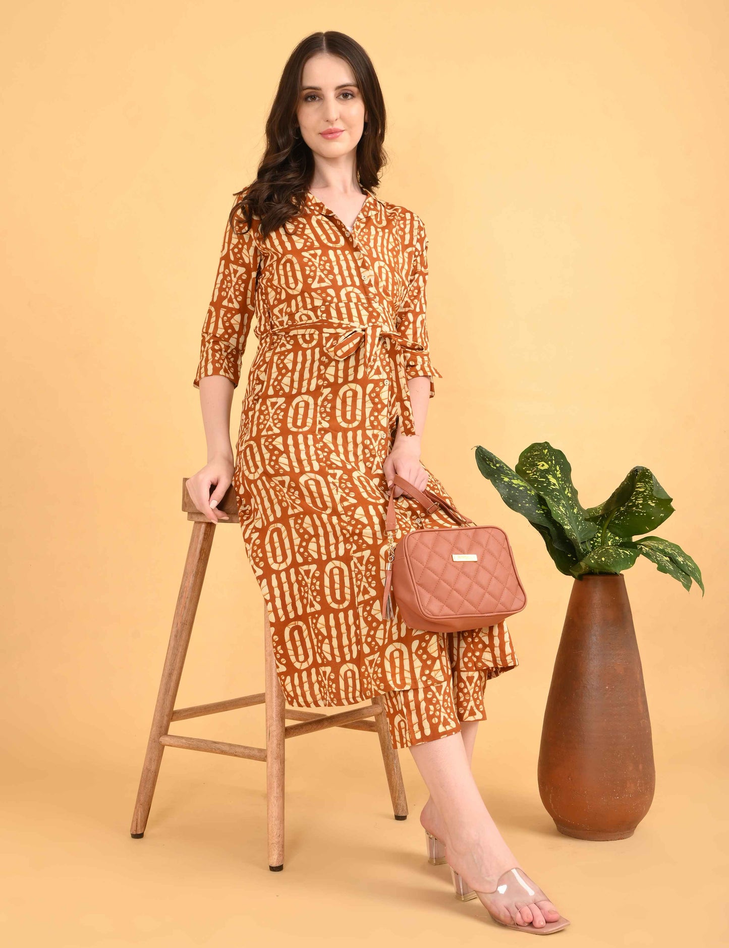 Womens Maternity Kurti Pant Set - Mustard
