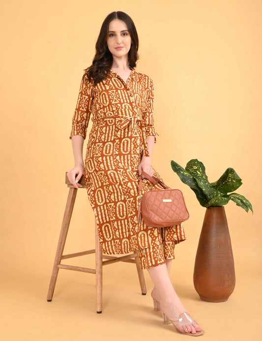 Womens Maternity Kurti Pant Set - Mustard