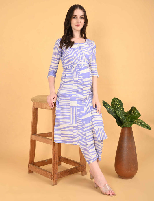 Womens Maternity Kurti Pant Set - Lavender