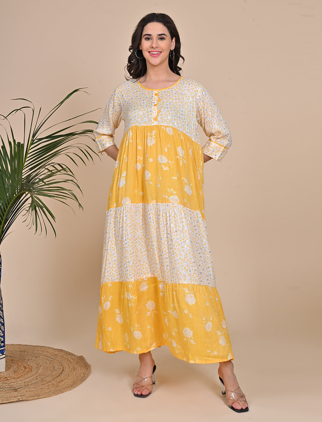 Womens Flare Gown - Yellow