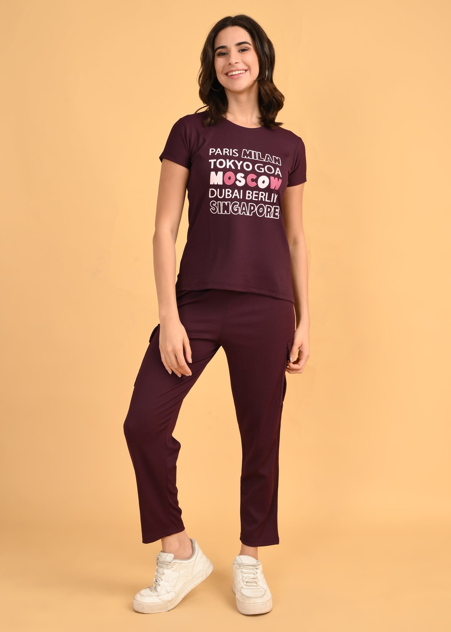 Womens Printed Travel Wear - Magenta