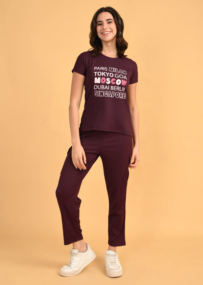 Womens Printed Travel Wear - Magenta