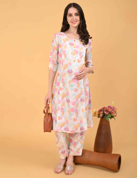 Womens Maternity Kurti Pant Set - Multi