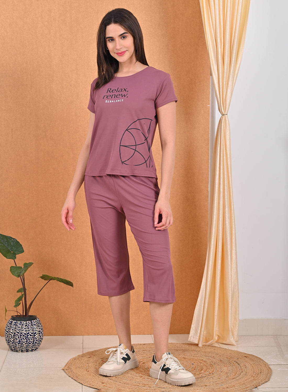 Womens Printed Travel Wear - Maroon