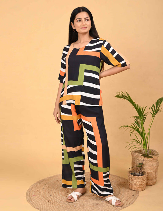 Black-Colored Printed Co-Ord Set