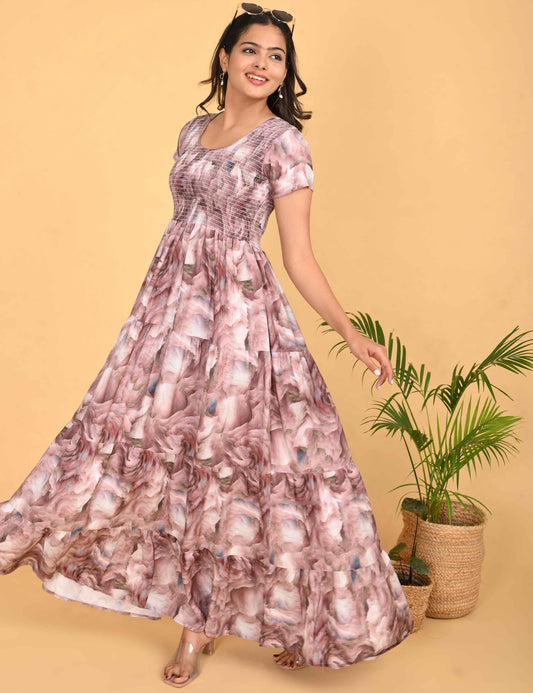 Womens Brown-Colored Premium Flare Gown